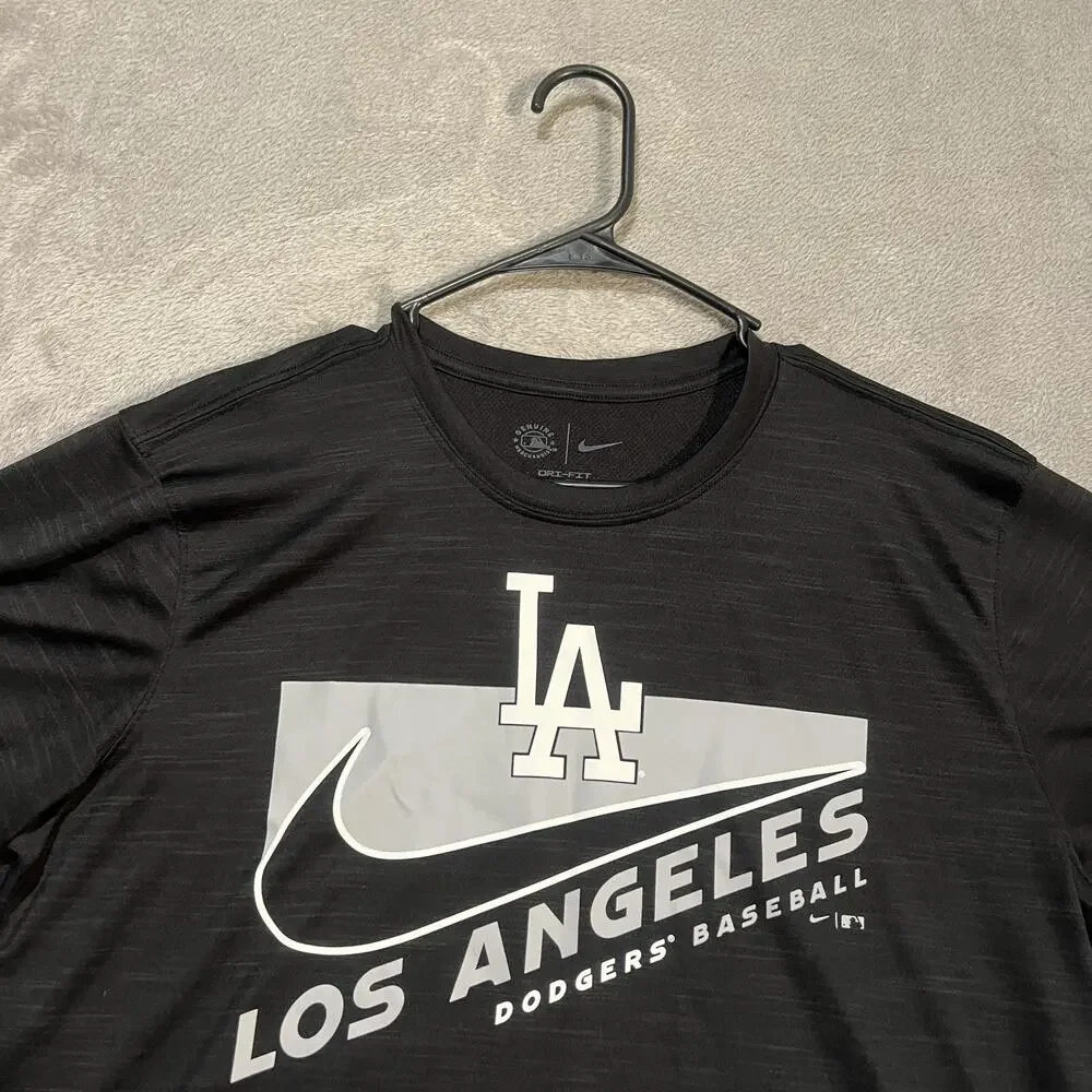 Los Angeles Dodgers Shirt Tee Mens Medium Black MLB Baseball Nike Dri Fit